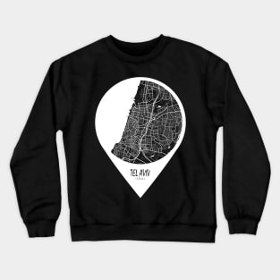 Tel Aviv, Israel City Map - Travel Pin Crewneck Sweatshirt